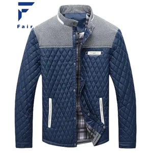 Fashion Custom Men's Diamond Quilted Puffer Down Jacket Lightweight Business Casual Button Down