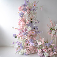 Arche florale de fleurs artificielles violettes pour mariage, toile de fond, vente en gros, conception personnalisée, décoration événementielle, fournisseur d'usine, commande en gros