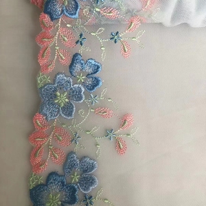 Polyester <strong>pink</strong> Bright <strong>Colorful</strong> 3 D Silky Flower Embroidery <strong>Lace</strong> 2 Tones Tulle <strong>Lace</strong> Trim for Dress Underwear Hem Curtain - Product Image 3