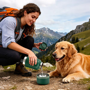 पोर्टेबल डबल दीवार वाले कुत्ते पानी की बोतल 1 ट्रैवल एक्सेसरीज में 2 कैपिंग पालतू भोजन तरल पदार्थ - Product Image 6