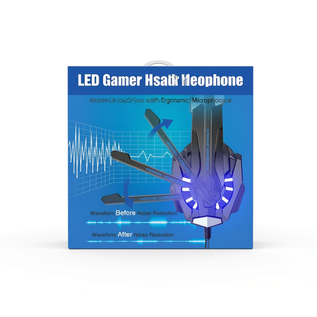 LED Gaming Headphones with RGB Light, Wired Over-Ear Design, Noise Cancelling Microphone, Bass Boost Sound, Touch Control, Ergon