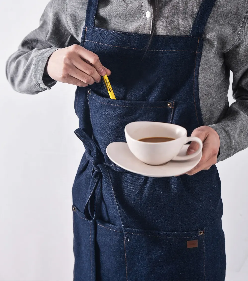 Casual Denim Koffie Winkel Werken Ober Schort Keuken Koken Schoonmaken Chef Schorten