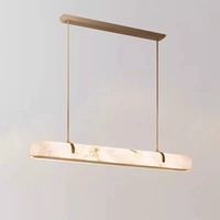 Lustre linéaire en métal de luxe en albâtre naturel, hauteur réglable, LED, lampe longue de qualité supérieure pour table à manger, bar, villa, hôtel