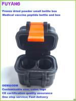 Boîtier de stockage pour poudre lyophilisée de peptides 3 ml, design à charnière, en PETG recyclé, fixation de flacon en mousse EVA, personnalisable