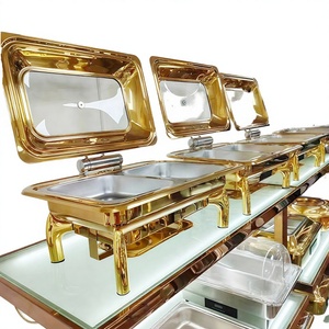 Calentador de Alimentos de Lujo para Hoteles Árabes, Recipiente Redondo Dorado de 9L con Quemadores de Alcohol, Acero Inoxidable para Buffet y Catering - Product Image 4