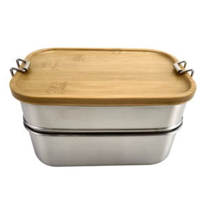 2 Layers Premium Food Grade Stainless Steel Lunch Box Natural Bamboo lid Buckle Lunch Box