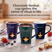 Mug à fondue au chocolat style rétro, en céramique de porcelaine double paroi, résistant à la chaleur, compatible lave-vaisselle et micro-ondes, avec poignée, pour Noël et la maison