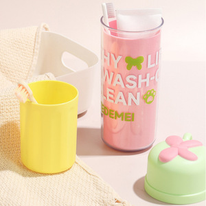 TedeMei Travel Cup Set With <b>Toothbrush</b> <b>Holder</b> For Family Portable Water Bottle For Kids Adults Pink Yellow Green - Product Image 3