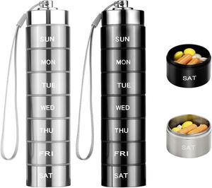 Metal Weekly Organizer Waterproof <b>Box</b> Stackable Aluminum Alloy Pill Holder Organize <b>Storage</b> for Travel <b>Camping</b> Custom - Product Image 1