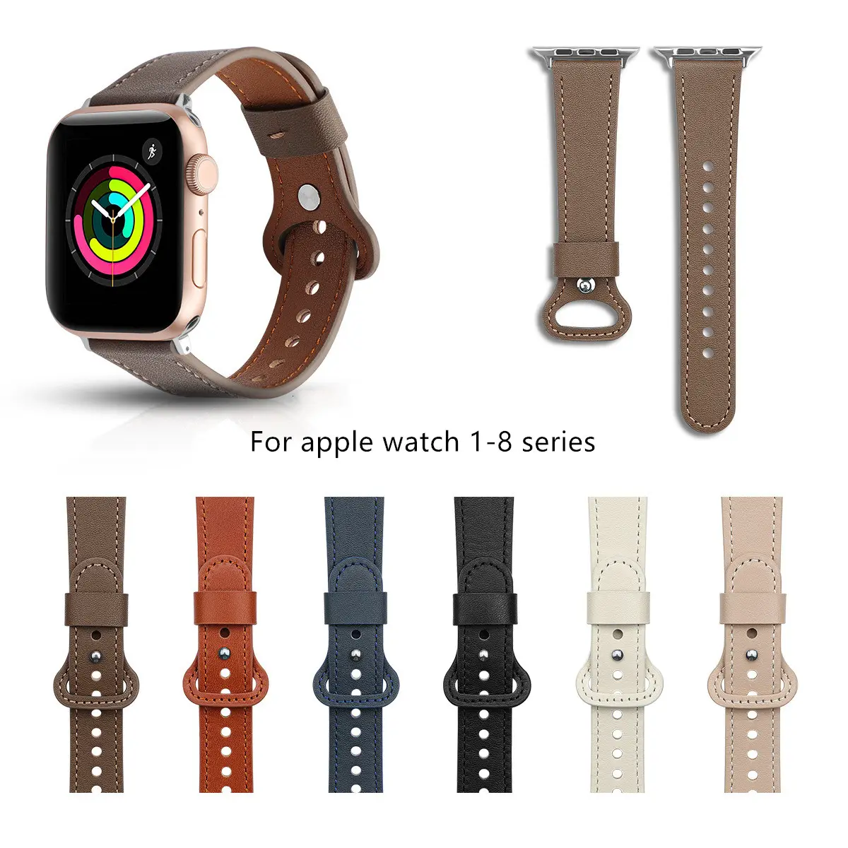 Cinturino Smart Watch personalizzato alla moda per Apple Watch Cintura 3 4 5 6 7 8 Fasce in vera pelle 38mm 40mm 41mm 45mm