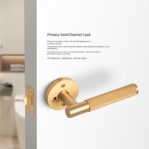 Manija de puerta de baño sin llave con cerradura de canal de baño individual moderna con cobre de privacidad para hoteles y apartamentos Garantía de 5 años - Product Image 3
