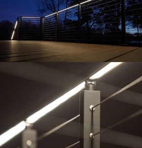Rampe d'escalier en acier inoxydable avec lumière <span class=keywords><strong>LED</strong></span> chaude, noir mat - Product Image 3