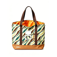 Sac à bandoulière à imprimé ondulé, poche zippée, sac de courses réutilisable, sac pour les trajets quotidiens, sac de voyage et de travail en polyester pour femmes