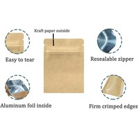Groothandel Biologisch afbreekbare vochtbestendige voedselveilige aluminium gelamineerde kraftpapier zakken met hersluitbare ritssluiting, op maat gemaakte capaciteit voor koffie