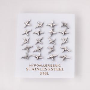 Boucles d'oreilles en acier inoxydable plaqué or 18 carats, hypoallergéniques, prix de gros pour enfants et femmes - Product Image 4