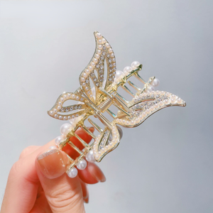 Mode douce perle Hairgrip épingle à cheveux coréen strass papillon cheveux griffes doré métal <span class=keywords><strong>crabe</strong></span> pince à cheveux pour les filles - Product Image 3