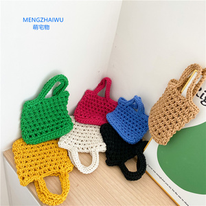 Bolsos de punto de lana de color caramelo para niños, escuela, niña, mini bolso de mano coreano de algodón a la moda, bolsos pequeños baratos para niños 2023 - Product Image 1