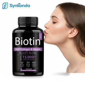 Capsules de biotine, collagène et vitamines <span class=keywords><strong>pour</strong></span> femmes adultes, complément beauté, favorise la croissance des cheveux, de la peau et des ongles, 60 unités, végétalien, sans gluten - Product Image 1