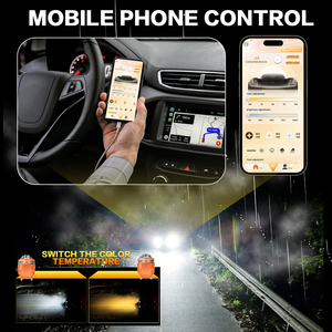 Đèn pha LED ô tô H4 tích hợp đèn sương mù, đèn chiếu laser 3 inch, 3 màu sắc, công suất 148W, điều khiển bằng ứng dụng, tùy chỉnh - Product Image 2