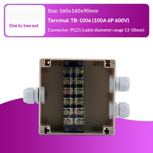 160x160x90mm <b>Waterproof</b> Junction <b>Box</b> One-in-two-out 100A Terminal Block PG21 Cable Gland Enclosure Terminal <b>box</b> - Product Image 2
