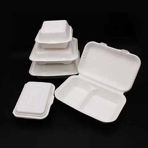 Biodegradable disposable food clamshell/3 5 compartments food box/tray