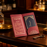 Porte-cartes d'hôtel personnalisé à double pliage, style professionnel haut de gamme, en papier argenté