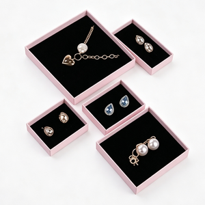 Luxury <b>Pink</b> Lid and Base Rigid Paperboard Jewelry <b>Box</b> Custom Printed Square Packaging for High-end Bracelet and Surprise <b>Gift</b> - Product Image 1