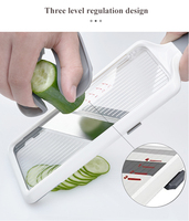 Mandoline en plastique et acier inoxydable, hachoir à légumes manuel multifonction réglable et réutilisable pour bananes, pommes de terre, choux