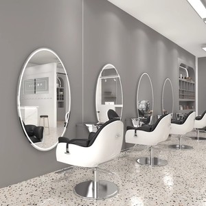 Espejo de Pared Ovalado Moderno para Peluquería, Dorado y Plateado, de Una Sola Cara, con Lámpara LED, para Salón de Belleza - Product Image 5