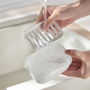 Japanese Style Plastic Soap <b>Dish</b> With Lid Round Waterproof Travel Soap Box For Hand And Facial Cleansing - Product Image 3