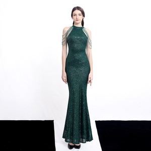 18098 nuevo temperamento elegante largo Halter conjunto <span class=keywords><strong>de</strong></span> lentejuelas cola <span class=keywords><strong>de</strong></span> pez vestido <span class=keywords><strong>de</strong></span> <span class=keywords><strong>noche</strong></span> - Product Image 6