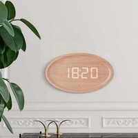 Jam dinding Digital LED, jam dinding kreatif motif kayu katun senyap Alarm jam gantung dinding untuk kamar tidur dekorasi rumah suasana