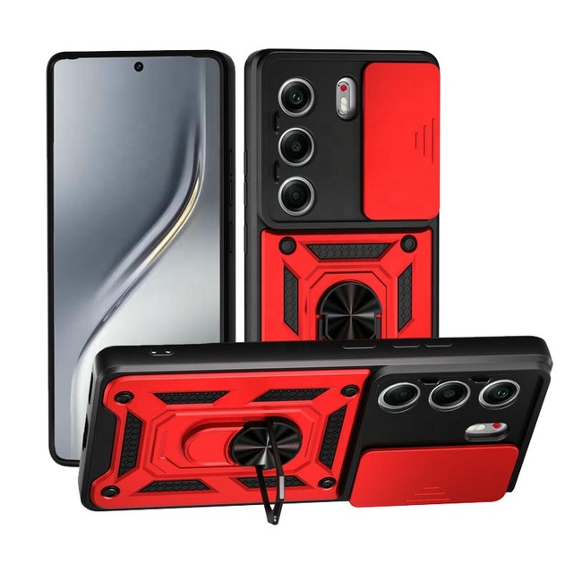 Slide Window Mobile Phone Case for Tecno Camon 40 30 Pro 4G 5G Metal Ring Kickstand Camera Protection Back Cover
