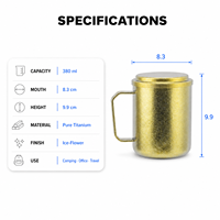 Ensemble de tasses à thé en titane pur, tasse à double paroi avec filtre, tasse à thé portable, théière en titane, vaisselle de voyage, pour le bureau et la maison