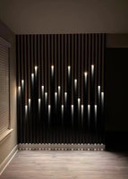 Panneau mural WPC au design moderne avec bande lumineuse facile à installer, panneaux en PVC imperméables pour panneau mural en bois, salle de sport - Disponible en Turquie