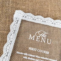 Cartes de menu de mariage de luxe personnalisées, hôtel, restaurant, impression sur papier cartonné, menu de luxe personnalisé en dentelle