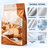 Sachet refermable à huit soudures en aluminium personnalisé pour mélange de poudre de cuisson, avec fermeture éclair, pour la vente au détail et en gros