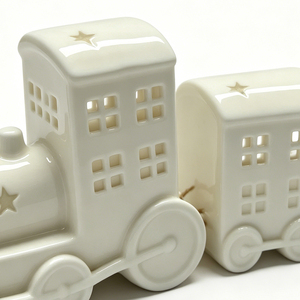 Adorno Navideño de Cerámica Personalizado en Forma de <span class=keywords><strong>Tren</strong></span> Blanco, Juego de Trenes de Cerámica Artesanales para Decoración de Fiestas, Escritorios y Dormitorios - Product Image 5