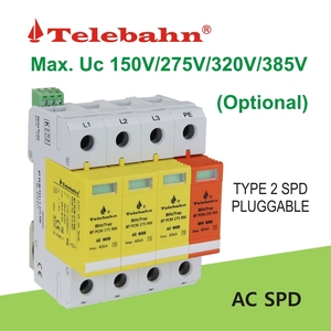 Telebahn AC SPD T2 275V 320V 385V 20kA-40kA 3 P + N 3 fases Protección contra sobretensiones en el hogar Parafoudre Protector contra sobretensiones Pararrayos - Product Image 6