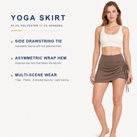 Jupe de yoga ajustable à cordon de serrage pour femme, froncée avec liens latéraux, ourlet asymétrique, taille haute, en polyester et élasthanne, pour Pilates, OEM ODM, vente en gros