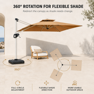 Parasol romain cantilever 3m 2.5m, mât en aluminium 77mm, tissu PU 180g, inclinable, rotation 360°, design moderne, résistant à l'eau, pour extérieur - Product Image 2