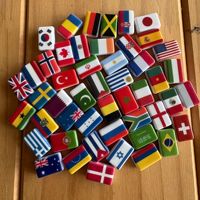 Perles carrées en acrylique de 14*12mm en forme de drapeau national pour la fabrication de bijoux DIY, vente en gros