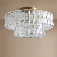 Lustre de plafond principal de 18 pouces pour salon américain, style antique, pour restaurant, chambre à coucher, luxe français haut de gamme, en verre transparent ou fumé