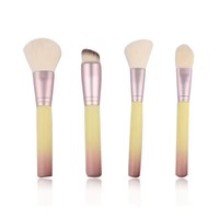 Pinceau professionnel en nylon synthétique et bois, 6 pièces, pour eye-liner, fond de teint, blush, avec logo personnalisé, pinceau éventail, correcteur visage, sans cruauté animale