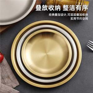 Stainless Steel Round Shallow Plate 2 In Depth For Hot Pot Barbecue Restaurant Use - Product Image 5