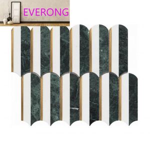 Mosaico de Mármol Estilo Italiano Moderno 285x235x7mm Verde y Blanco, Baldosas de Parqué Pulido Resistentes al Desgaste para Interiores de Habitaciones - Product Image 1