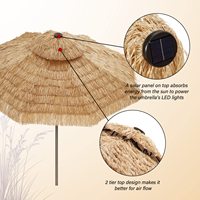 Vente en gros de parasol extérieur rond Hawaii pour patio et jardins parasol de plage double toit avec perles solaires à DEL