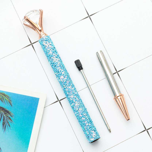 Stylo à bille à paillettes en métal, 0.5mm, doré, Allium, Fistulosum rose, cadeau publicitaire rotatif pour étudiant et bureau, 1 pièce - Product Image 4