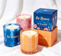 Lilin Aromaterapi Kaca dengan Cetakan Seni yang Dapat Disesuaikan C&H |   Lilin Aroma Rumah Mewah dengan Kotak Hadiah