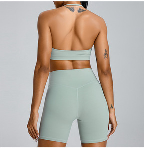 Conjunto de Yoga Transpirable de Cintura Alta con Efecto Levanta Glúteos, 2 Piezas, Ropa Deportiva de Spandex y Nailon, Sujetador Deportivo Sin Costuras y Pantalones Cortos de Ciclismo - Product Image 5